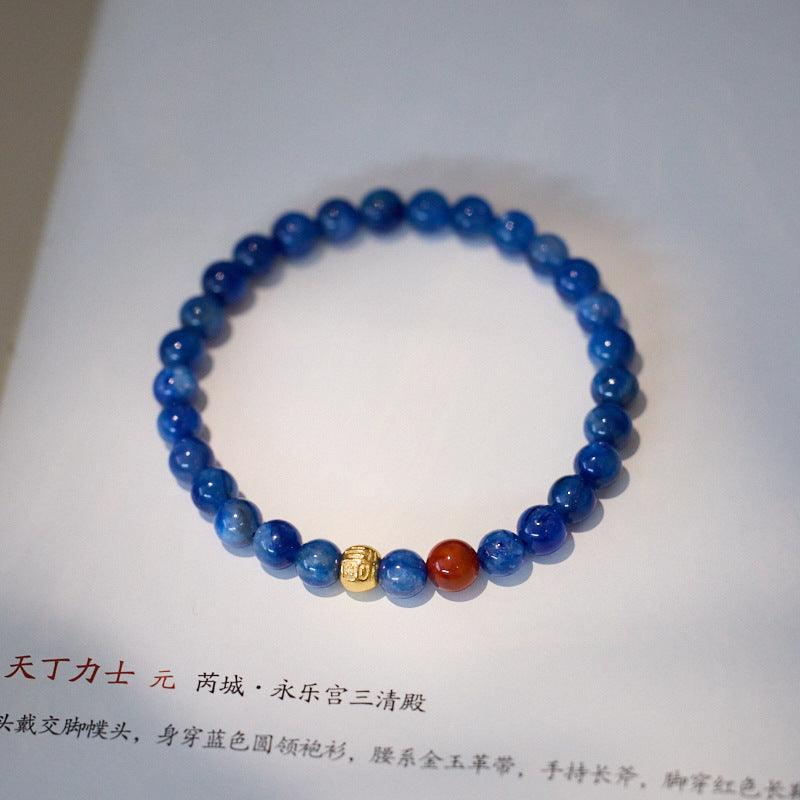 AS廠-天然6MM藍晶石手鍊女S925百福觀山賞月手鍊油畫藍色寶石手串批發「JS0610041」25.03-2