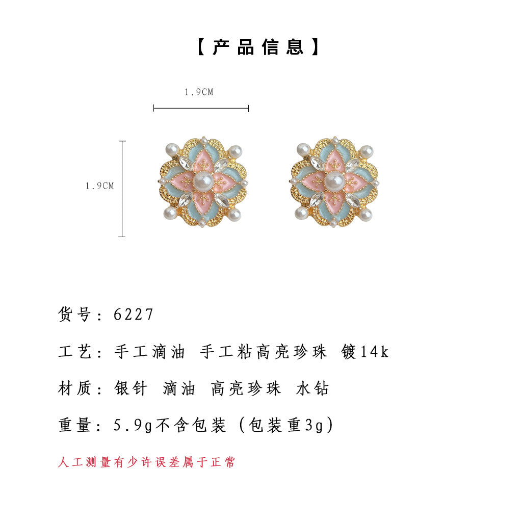 A廠-琺瑯滴釉國潮新款紋樣新中式耳飾女文藝復古景區熱銷耳環工廠貨源「6227」25.06-2