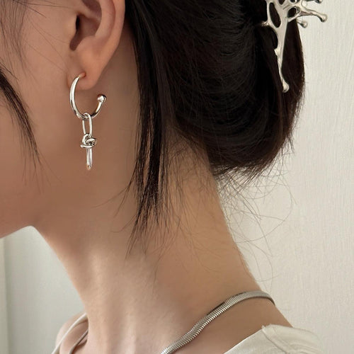 C廠-925純銀不對稱繩結耳環女款冷淡風個性耳環小眾設計高級感耳飾「EH-2477」23.12-1 - 安蘋飾品批發