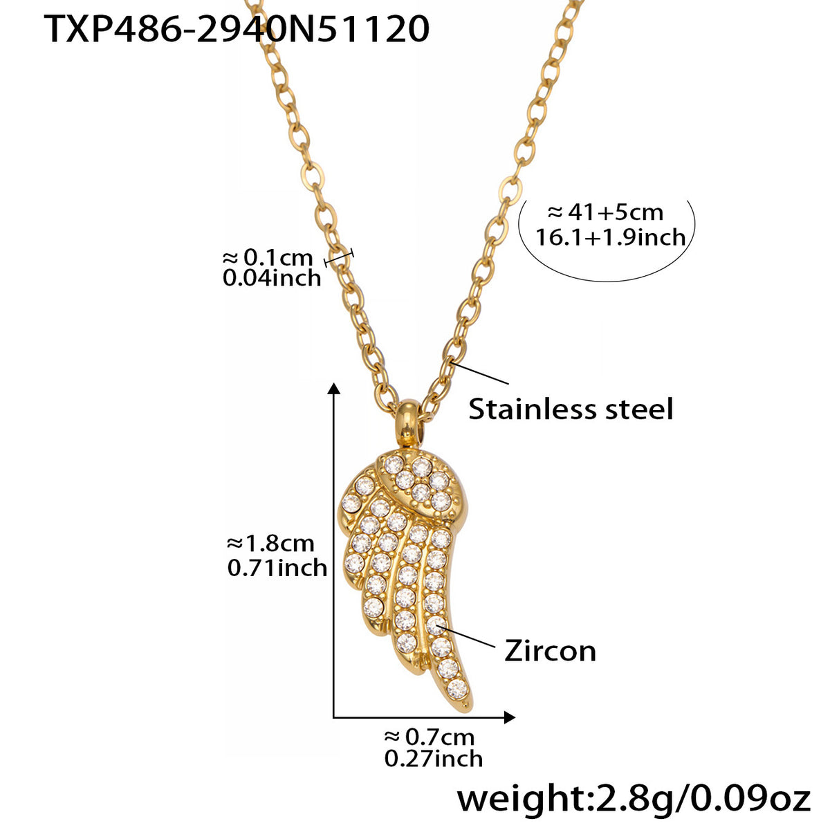 B廠-超閃5A鋯石小翅膀造型手鍊項鍊耳環戒指套裝不鏽鋼鍍18k金「TXP486」25.11-4