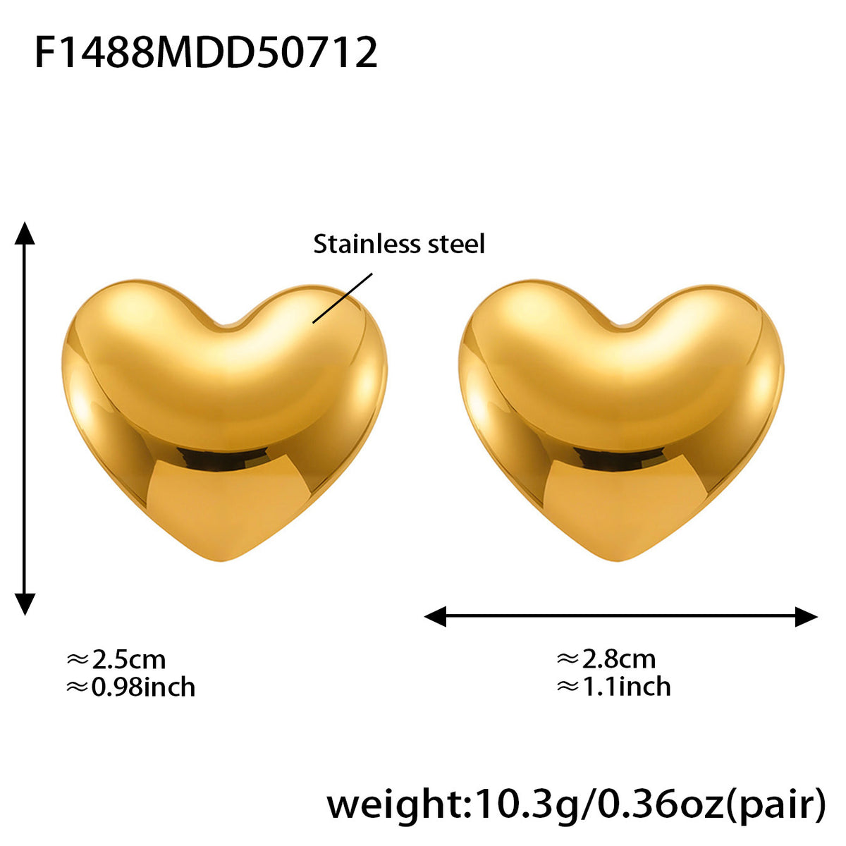 B廠-歐美不鏽鋼圓形愛心拼色耳環高級耳釘鈦鋼耳飾跨境earring「F1577-F1488」25.07-3