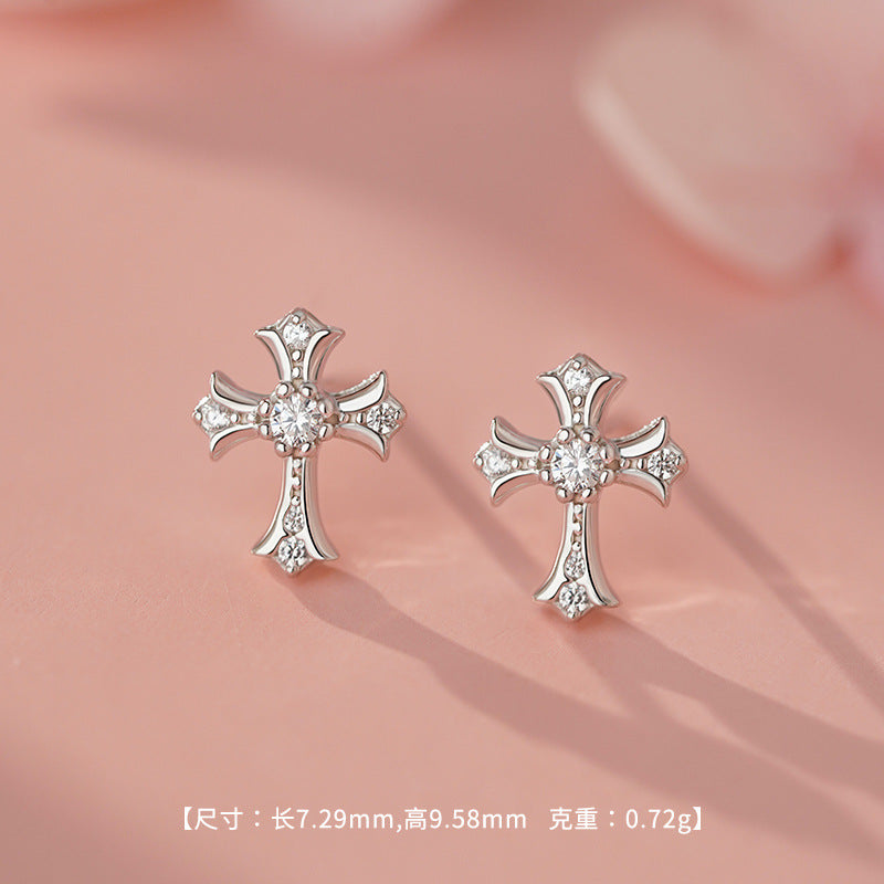 D廠-S999足銀輕奢個性十字架耳環女個性時尚冷淡風免摘耳骨耳飾「YC2153E_3 YC2416E_2 YC2434E_1」25.11-3