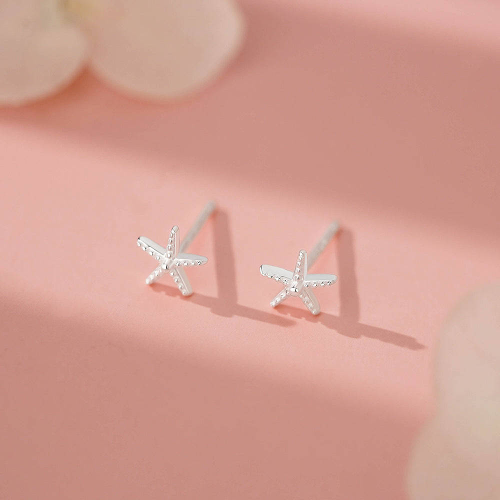 D廠-足銀S999海星螺絲耳環度假風韓系氛圍感獨特小巧溫柔精美耳飾「YC4299E_1」25.12-2