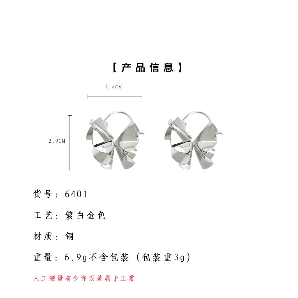 A廠-設計師款時尚個性褶皺感立體百搭不規則裙擺耳飾耳環「6401」25.07-2