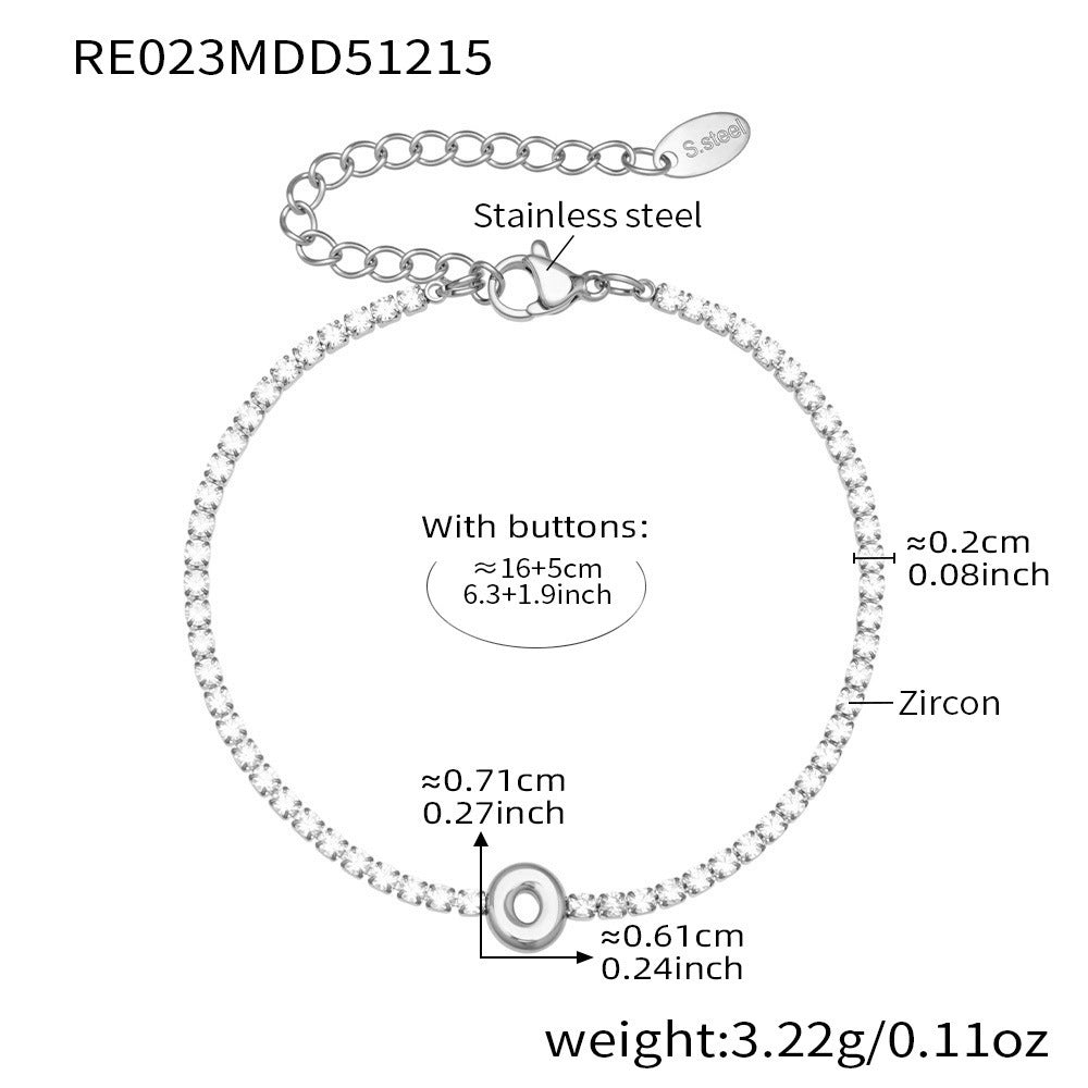 B廠-爆閃爪鑲鋯石26字母手鍊 不鏽鋼鍍18k真金時尚精緻氣質珠寶首飾女「RE023」25.12-3