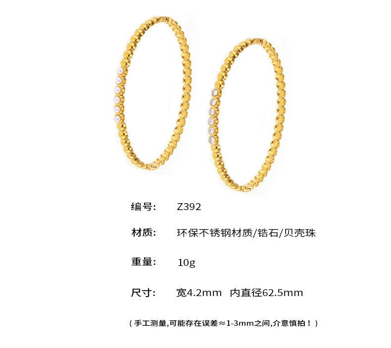 B廠-T家滿鑽鋯石卡扣手鐲手工鑲嵌不鏽鋼歐美跨境簡約輕奢鐲子「Z392」25.01-2