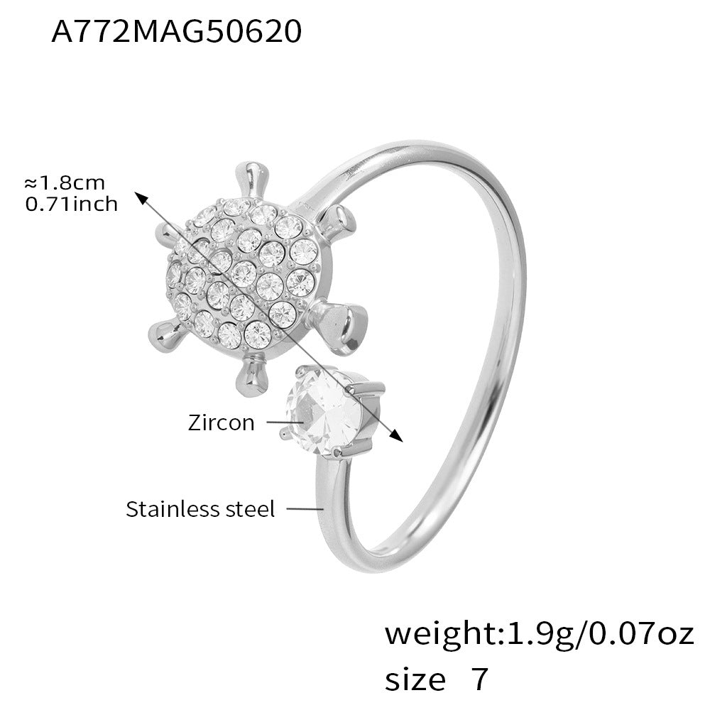 B廠-不鏽鋼5A鋯石開口戒指不掉色小眾設計感指環ring歐美風飾品「A768」25.06-4