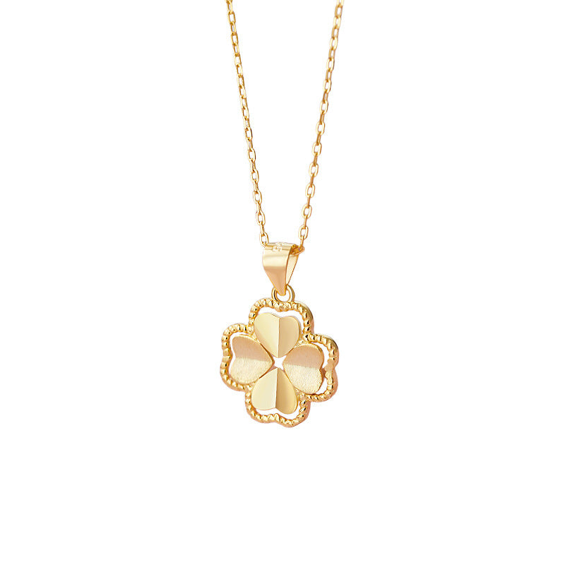 D廠-S925純銀幸運四葉草項鍊輕奢質感文藝唯美氣質溫柔復古鎖骨鏈批發「YC2347N_1」25.11-3