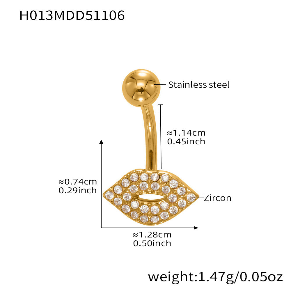 B廠-跨境新款多元素滿鑽鋯石肚臍釘不鏽鋼鍍18k金歐美穿刺飾品「H009」25.11-2