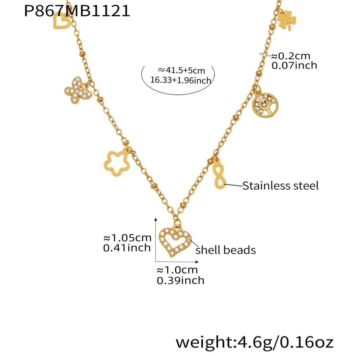 B廠-跨境新款靈動愛心滿鑽鋯石吊墜雙層鎖骨項鍊不鏽鋼鍍18k金「P874」25.11-4