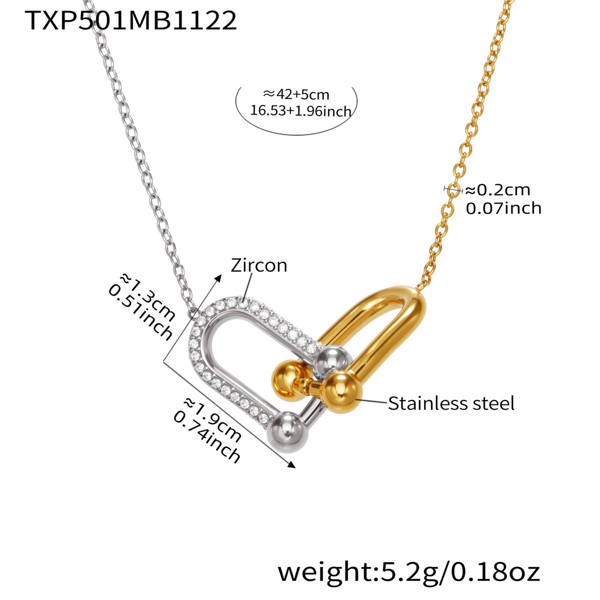 B廠-不鏽鋼馬蹄扣帶鑽飾品耳環戒指手鍊項鍊首飾套裝鍍18k真金不掉色「TXP501」25.11-4