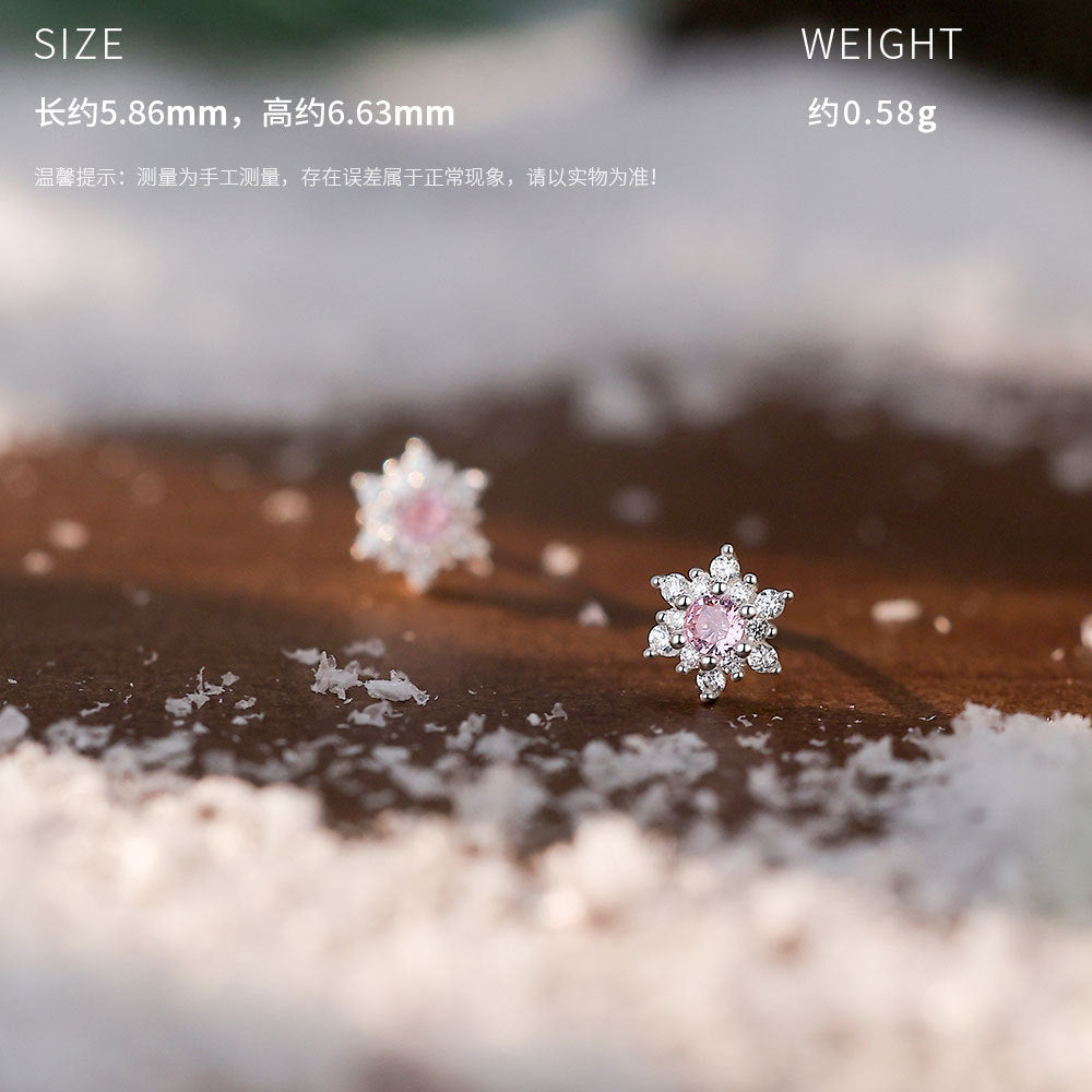 D廠-足銀S999雪花鋯石耳環韓風新款創意甜美風溫柔聖誕養耳洞耳飾批發「YC5733E_2」25.12-3