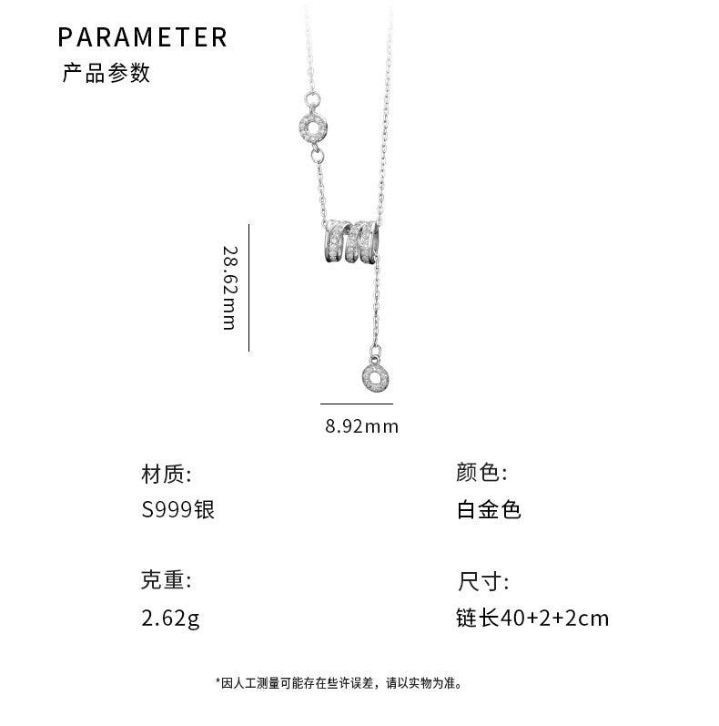 D廠-S999足銀獨特設計轉運珠鑲鑽項鍊女輕奢小眾清新慵懶風鎖骨鏈批發「YC4046N」25.02-2