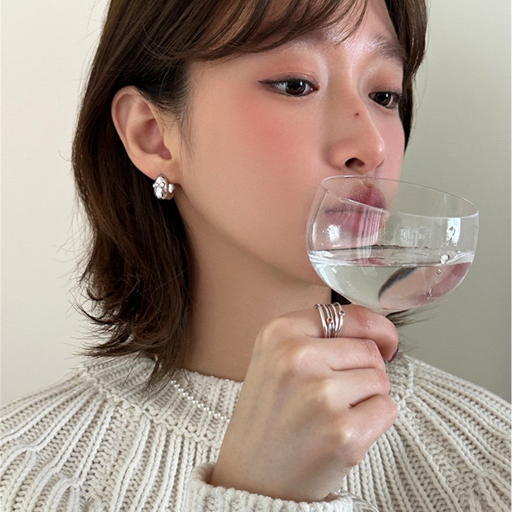 C廠-極簡百搭蝴蝶結耳環女個性冷淡風高級感鵝蛋銀針耳環日常氣質耳飾「EH-3468」25.04-3