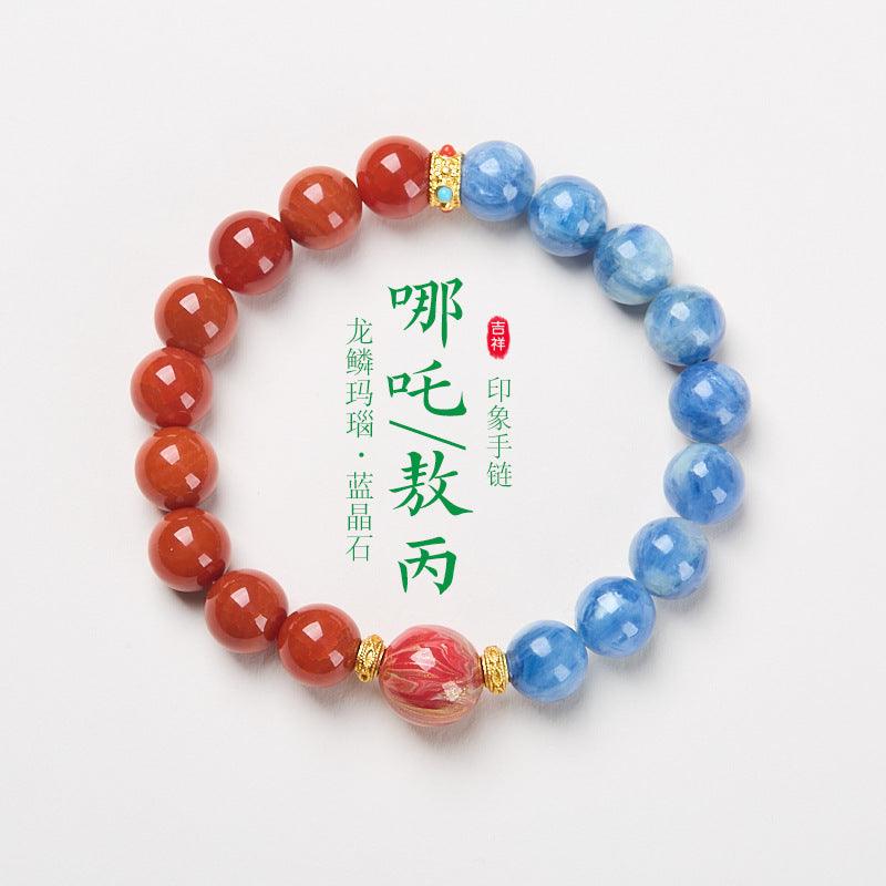 AS廠-哪吒系列龍鱗瑪瑙藍晶石藕餅設計款手鍊批發「S1010917」25.03-3