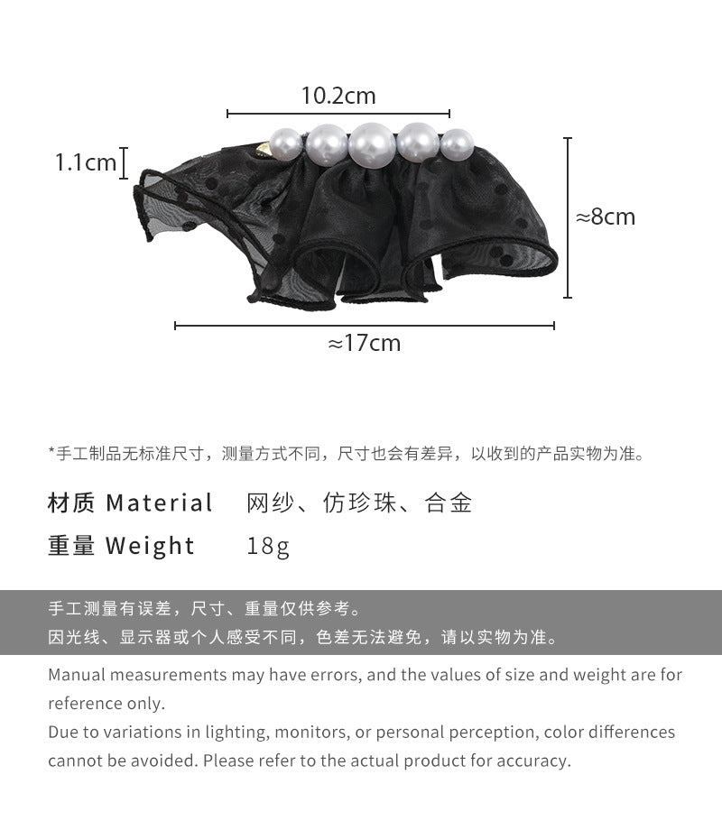 E廠-法式波點大裙擺髮夾女2025新款後腦勺半扎髮馬尾彈簧夾子髮卡頭飾「26814」 25.04-3