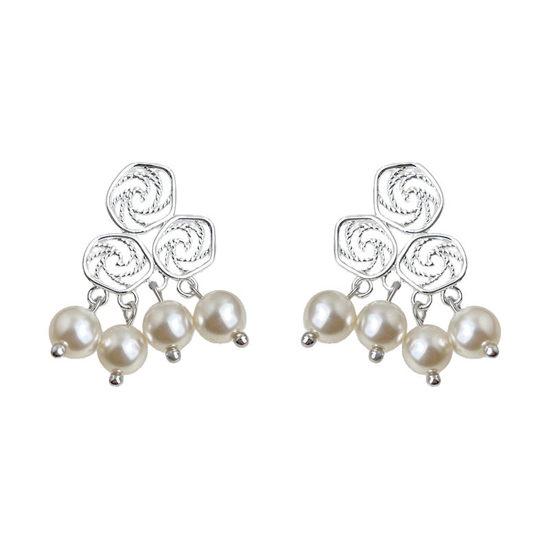 A廠-原創時尚高級感925銀針幾何鏤空藝術氣息新款手工耳飾工廠 耳環女「7058」25.11-2