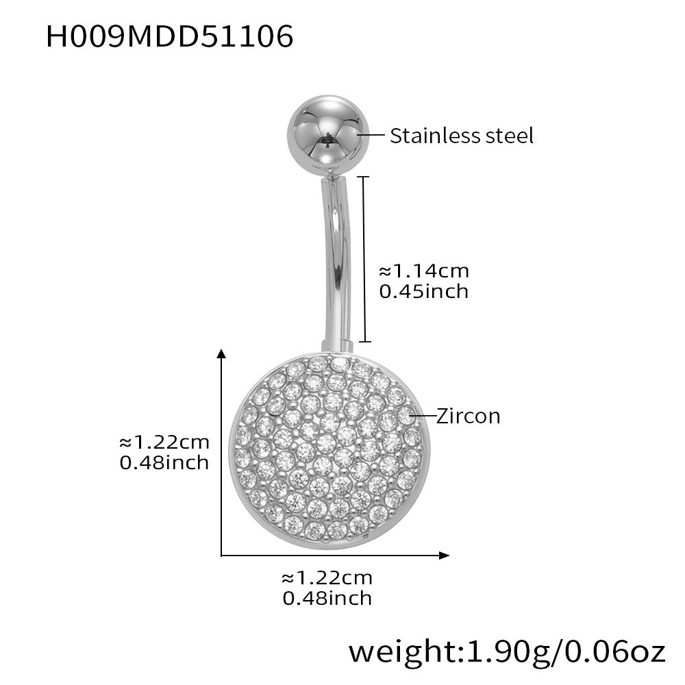 B廠-跨境新款多元素滿鑽鋯石肚臍釘不鏽鋼鍍18k金歐美穿刺飾品「H009」25.11-2