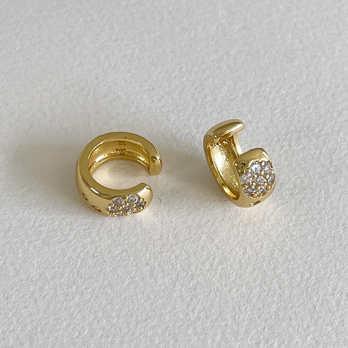 C廠-簡約冷淡風鋯石耳夾女秋冬新款冷淡風時尚氣質耳環百搭高級感耳飾「EJ-41」25.10-3