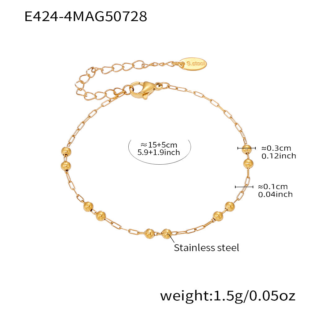 B廠-ins風小眾DIY圓圈鋯石手鍊不鏽鋼18K金女式手圈不掉色飾品「E424」25.08-1