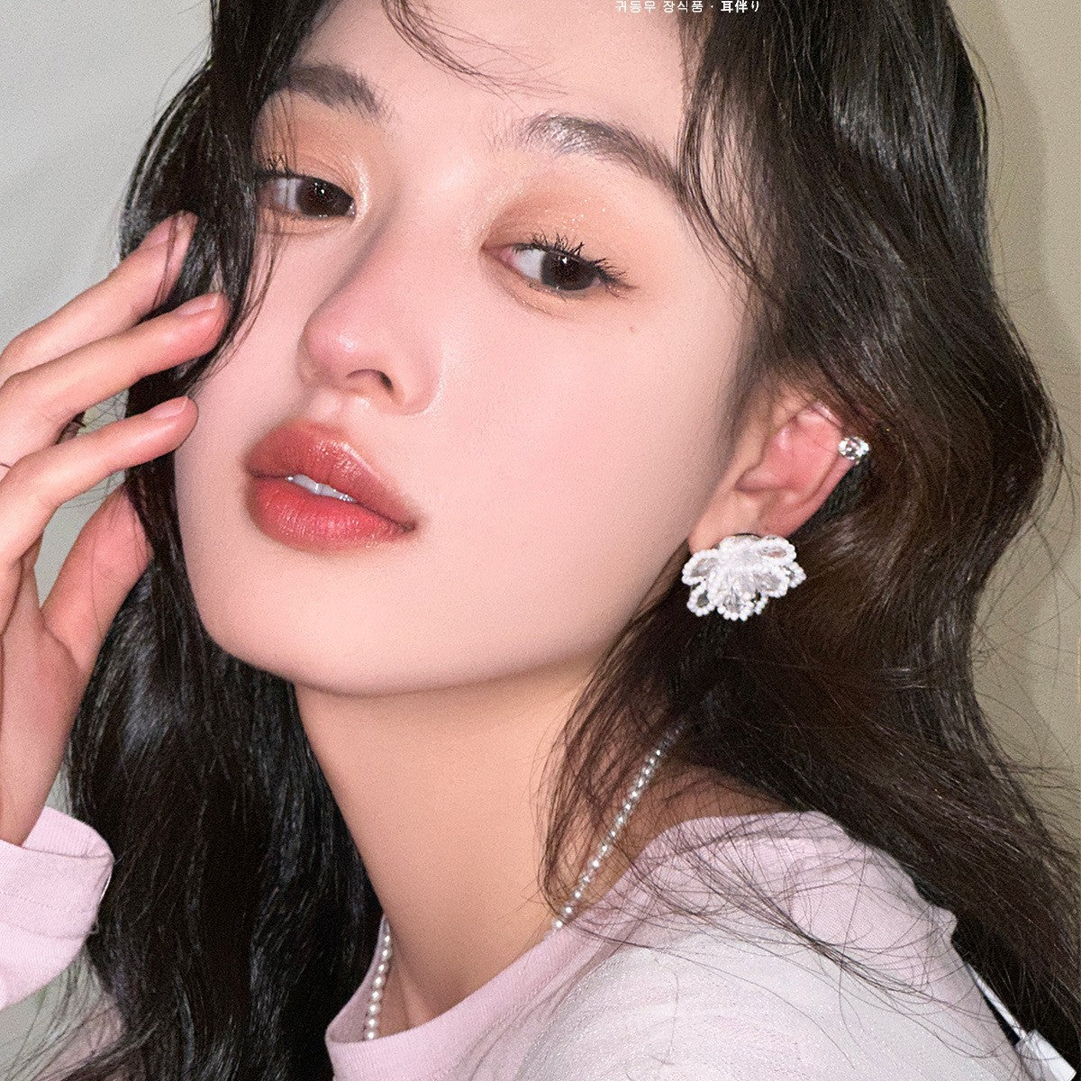 C廠-設計感夏天甜美超仙花朵珍珠耳釘女時髦高級感簡約小清新鋯石耳飾「EH-3877」25.06-3