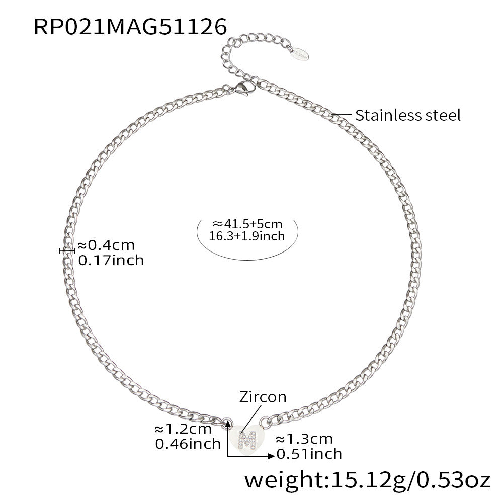 B廠-不鏽鋼愛心字母鑲嵌鋯石吊墜項鍊手鍊套裝 歐美個性首飾鍍18k真金「RP021」25.12-1