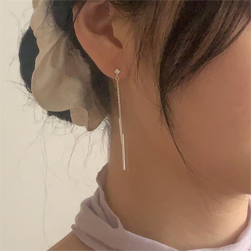F廠-韓國韓版925純銀長線耳釘簡約時尚氣質ins長款流蘇耳飾「C1189」25.12-3