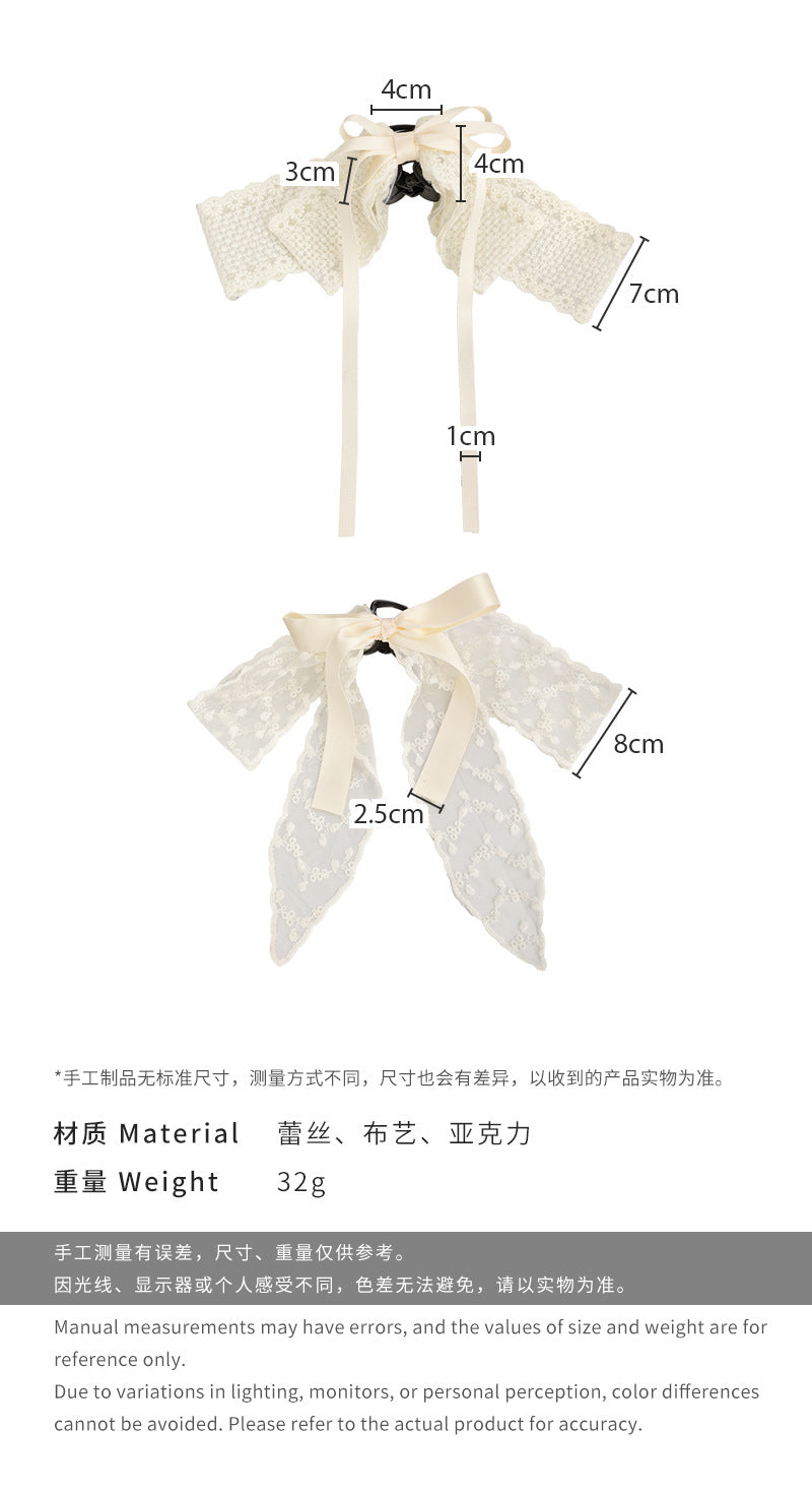 E廠-溫柔氣質蕾絲蝴蝶結半扎髮抓夾女2025新款髮夾後腦勺高級感鯊魚夾「26821」 25.04-3