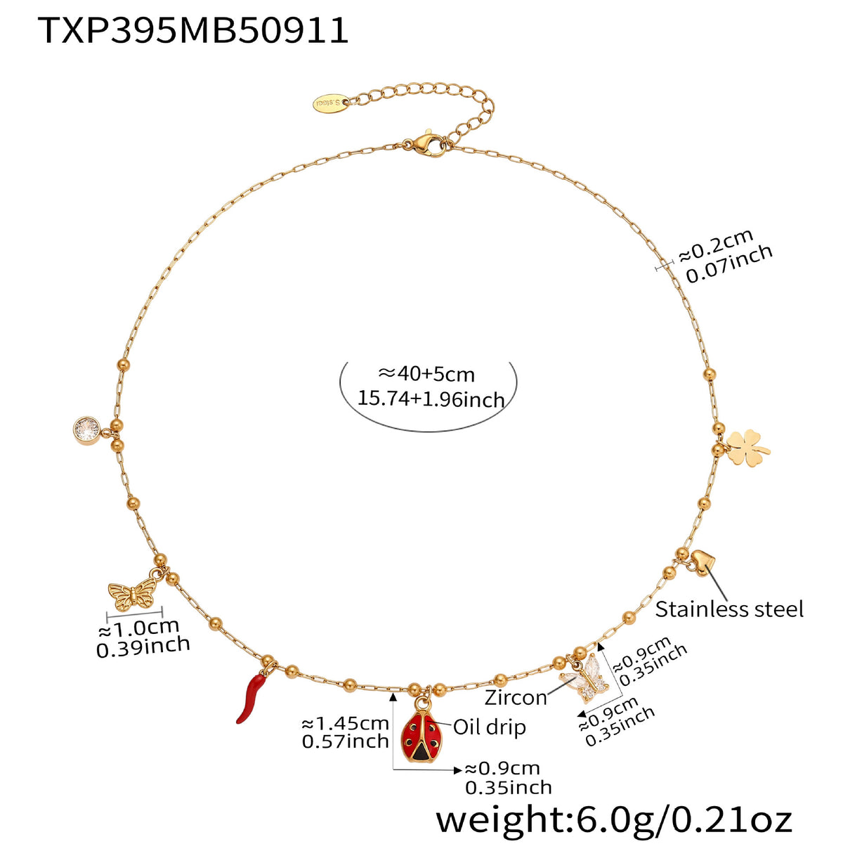 B廠-不鏽鋼琺瑯彩釉小昆蟲DIY多配件項鍊手鍊套裝歐美時尚新款「TXP394」25.09-3