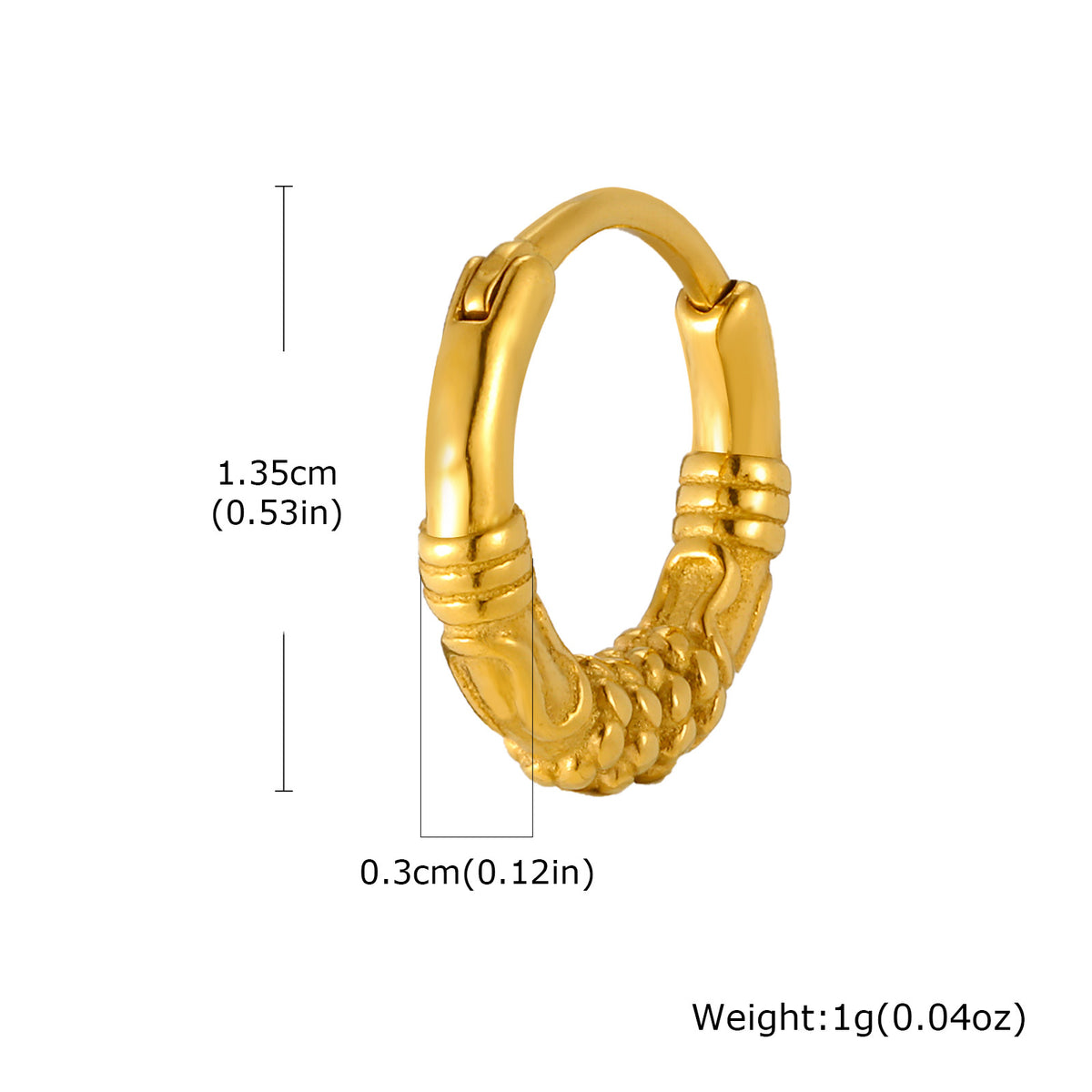G廠-不鏽鋼個性嘻哈朋克暗黑風幾何花紋耳圈金色「EH-647」25.12-1