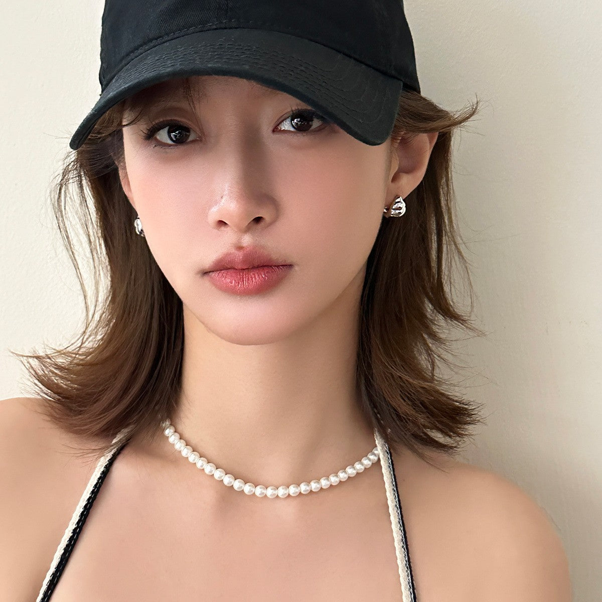 C廠-925銀針小眾牛角包設計耳環女歐美時尚高級感素圈耳環輕奢新耳飾「EH-3676」25.07-3