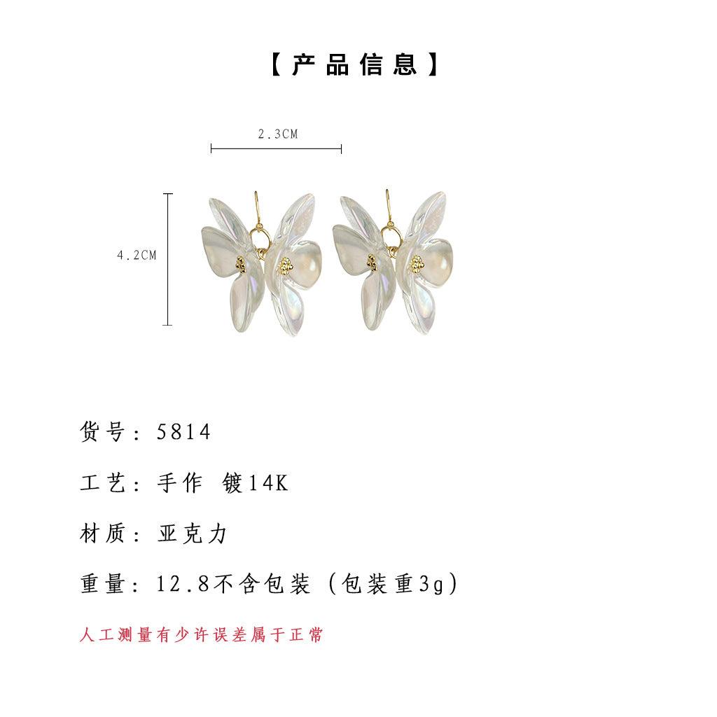 A廠-女神款~實物很美略誇張壓克力彩光五彩花朵耳飾 夏日度假耳環「5814」25.04-2