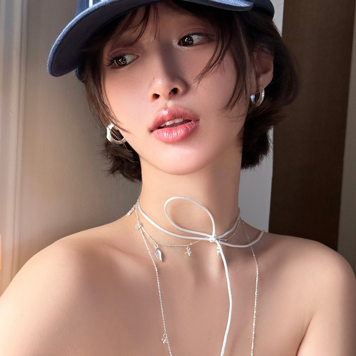C廠-高級感簡約時尚拉絲素圈耳環女925銀針通勤百搭鋯石耳圈輕奢耳飾「EH-4007」25.08-4