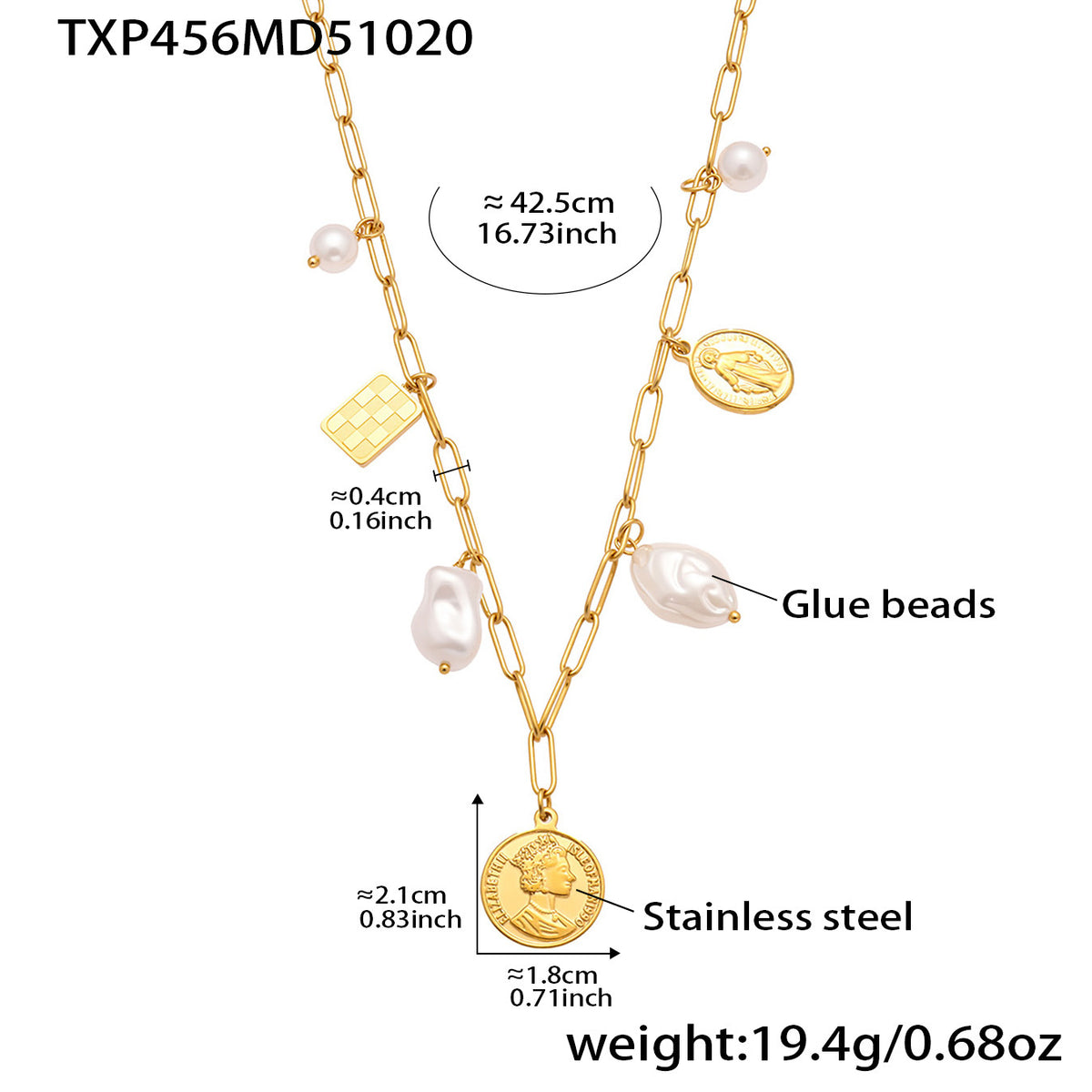 B廠-不鏽鋼異形膠珠圓牌女王DIY多配件珠寶扣手鍊項鍊飾品套裝「TXP456」25.10-5