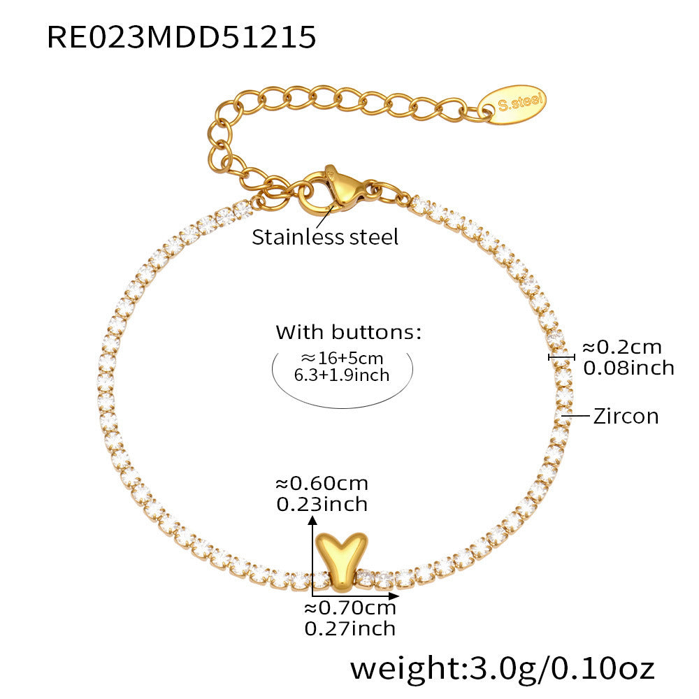 B廠-爆閃爪鑲鋯石26字母手鍊 不鏽鋼鍍18k真金時尚精緻氣質珠寶首飾女「RE023」25.12-3