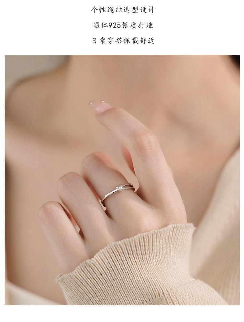 D廠-925純銀簡約繩結戒指女小眾設計甜美溫柔可愛ins風開口戒「YC3115R_2」25.04-1