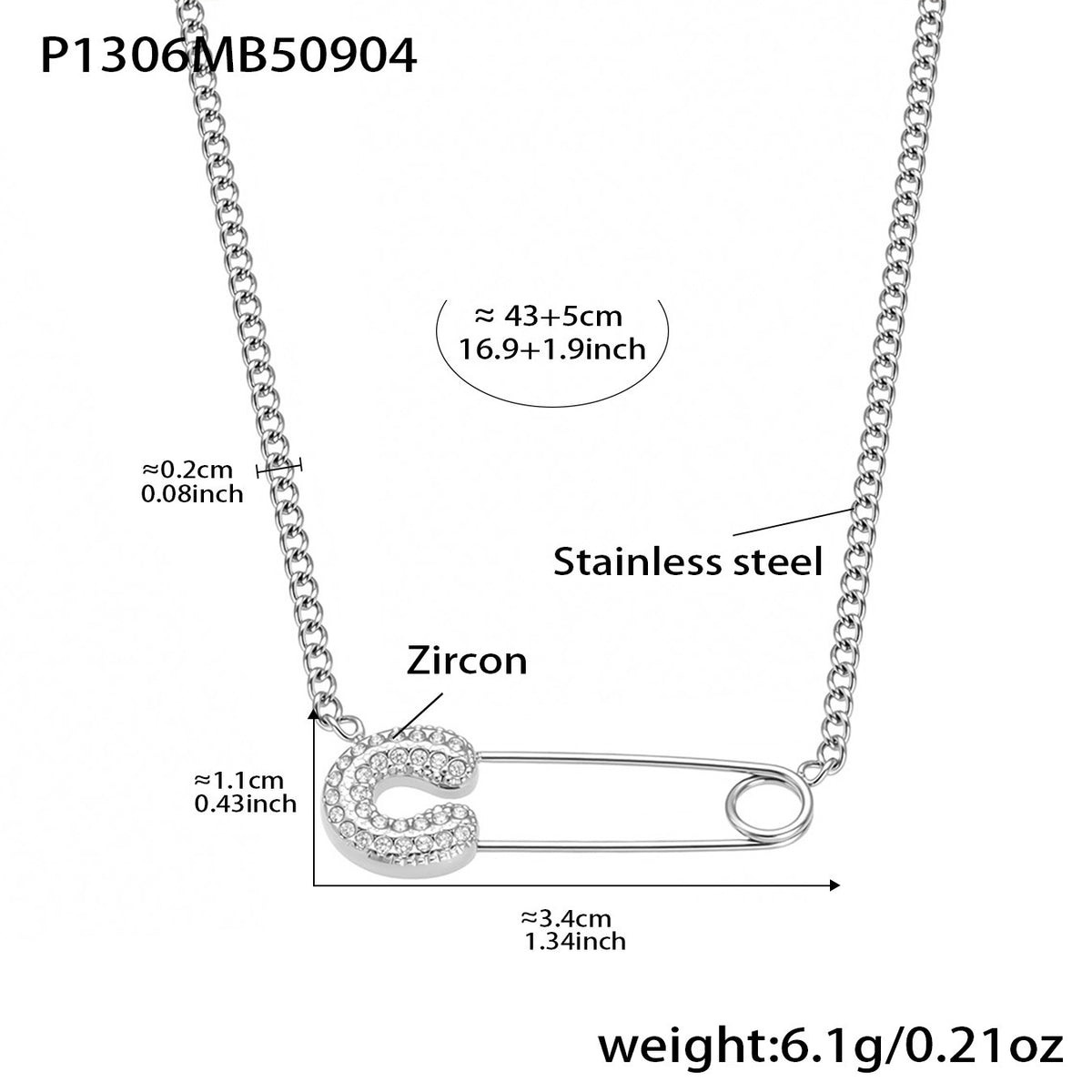 B廠-歐美飾品不鏽鋼回形針帶鑽星星吊墜鎖骨項鍊小眾設計感頸鏈「P1306」25.09-2