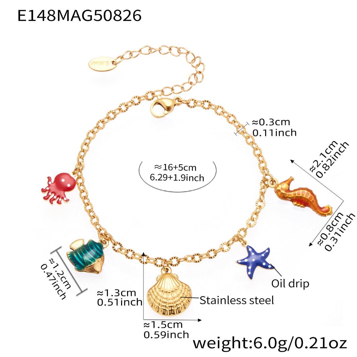 B廠-歐美不鏽鋼海洋系列滴油手鍊ins小眾設計八芒星鋯石手飾品「E145-E146-E148-S030」25.09-1
