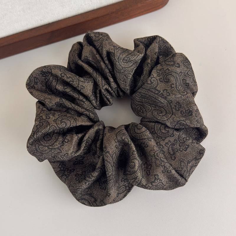 E廠-韓系復古腰果印花大腸髮圈女扎馬尾頭繩不傷髮大號髮繩橡皮筋髮飾「27630」25.11-1