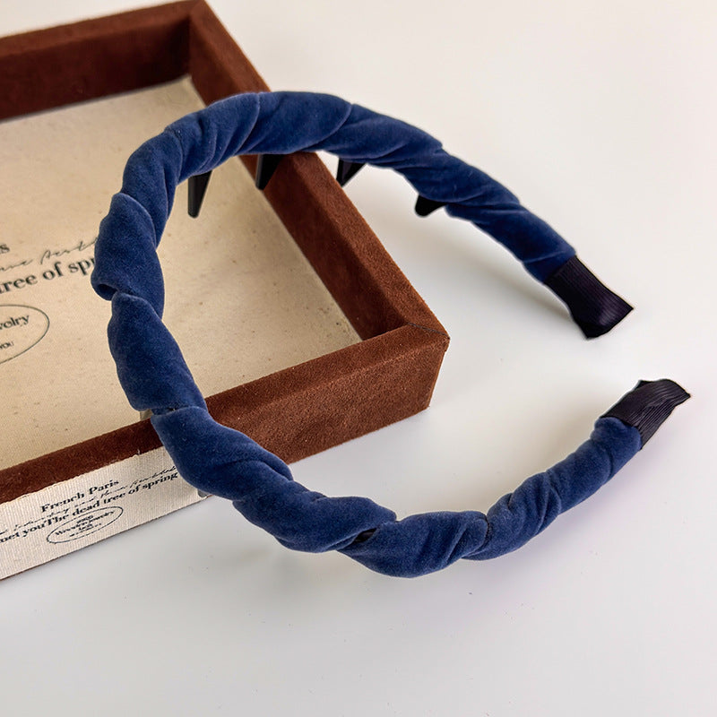 E廠-秋冬復古彩色絲絨波浪倒插梳帶齒髮箍韓版高顱頂碎髮髮卡頭箍頭飾「27384」25.08-5
