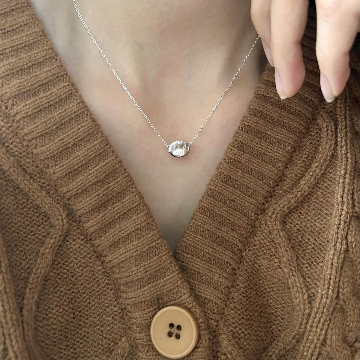 F廠-韓國韓版簡約銀飾 925純銀項鍊 小豆丁個性設計款項鍊「B1002」25.12-1