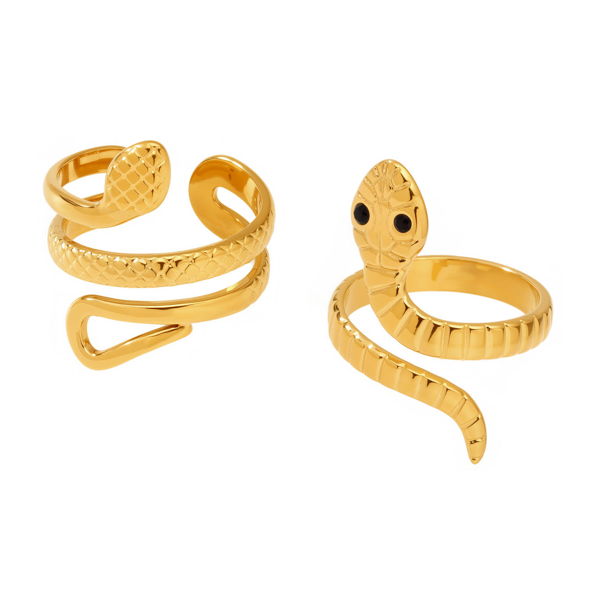 B廠-歐美不鏽鋼蛇形戒指小眾開口指環本命年鈦鋼飾品跨境rings「A786-A787」25.07-2