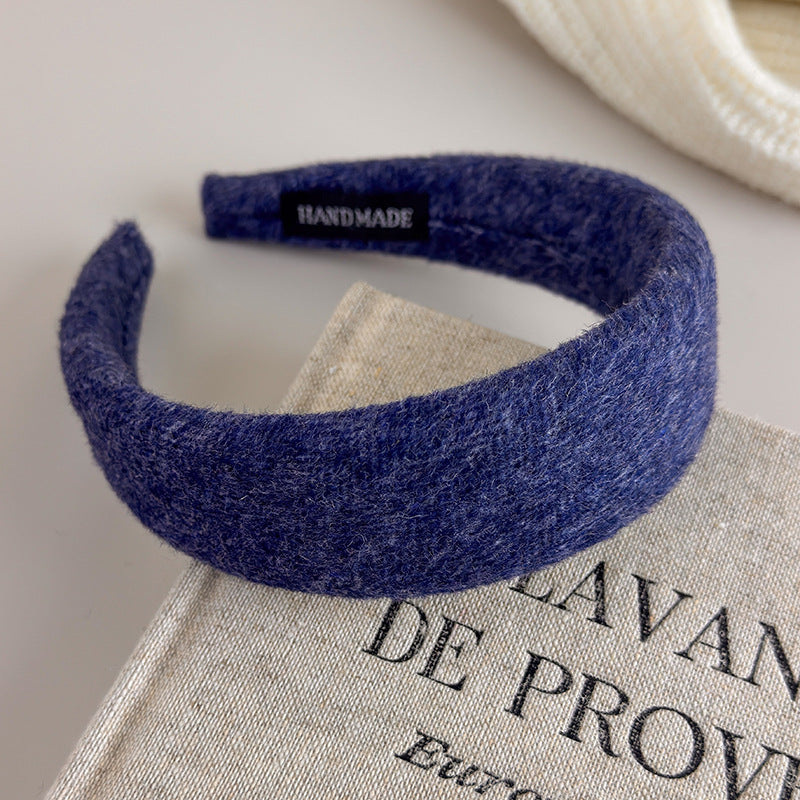 E廠-韓國新款秋冬氣質純色羊毛呢高顱頂寬邊髮箍百搭簡約外出頭箍髮卡「27650」25.11-1