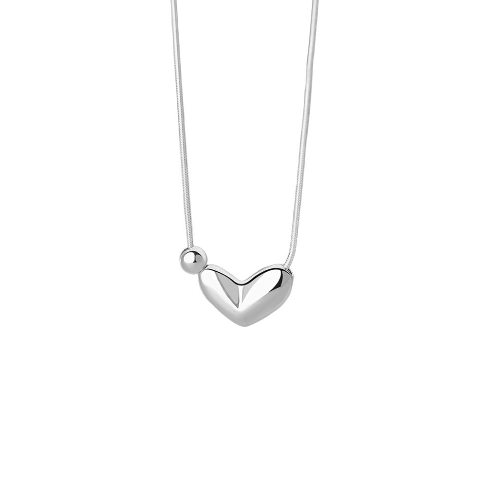 D廠-純銀S925愛心圓珠項鍊女小眾設計復古輕奢甜美可愛簡約鎖骨鏈批發「YC2177N_1」25.12-3