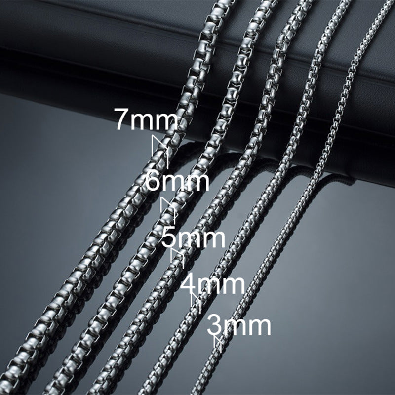 G廠-鈦鋼珍珠鏈配鏈面寬2MM/3MM/4MM/5MM/6MM/7MM吊墜鋼色項鍊「NC-100」25.08-3