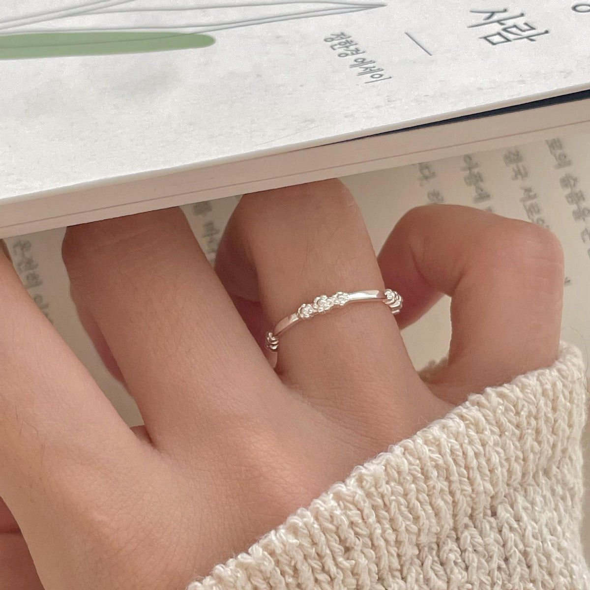 F廠-韓版飾品925純銀花朵戒指簡約百搭小紅書INS時尚開口戒指「J2122」25.07-3