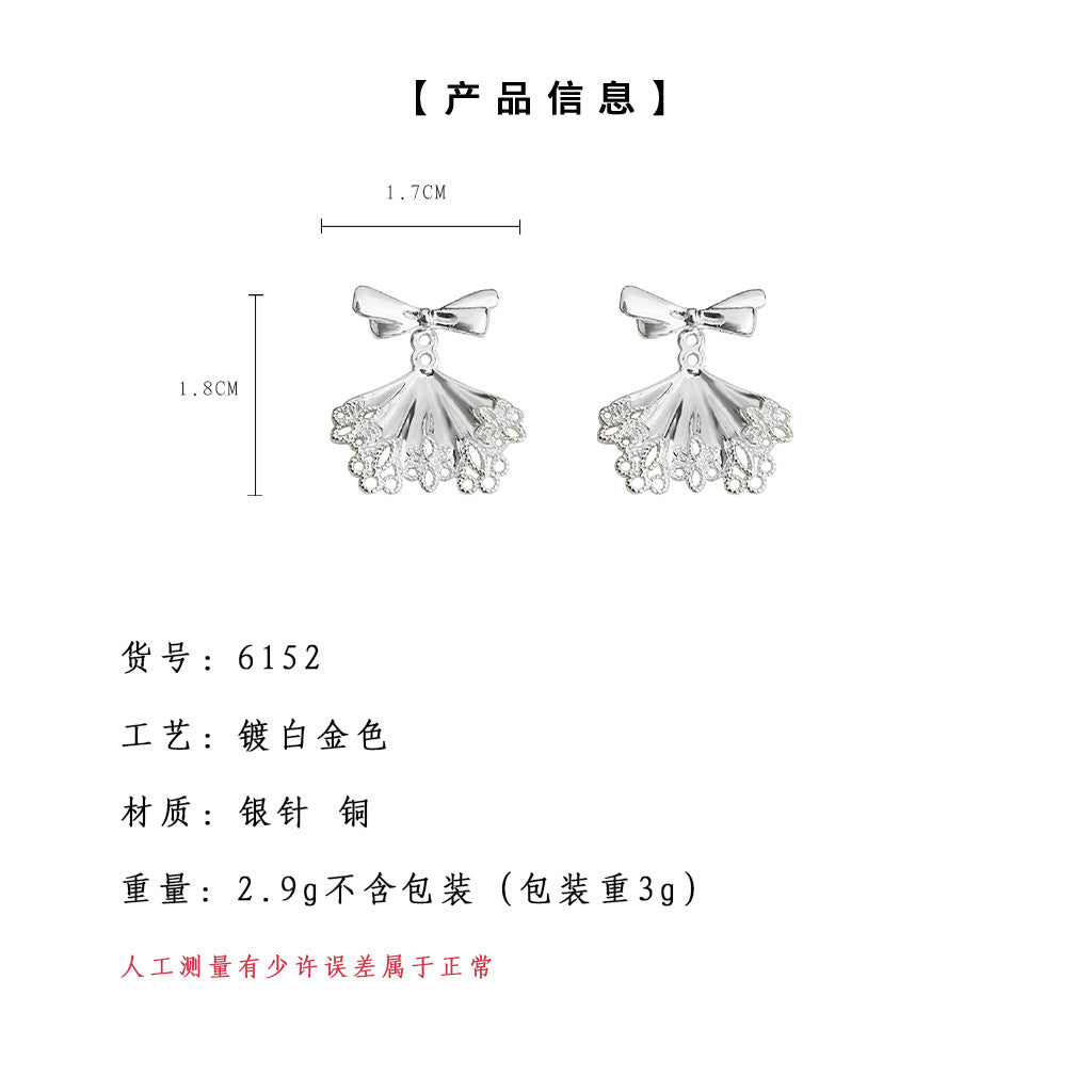 A廠-芭蕾少女 一款兩戴銀色蝴蝶結耳環耳環甜美風輕奢韓系925銀針耳飾「6152」25.05-5