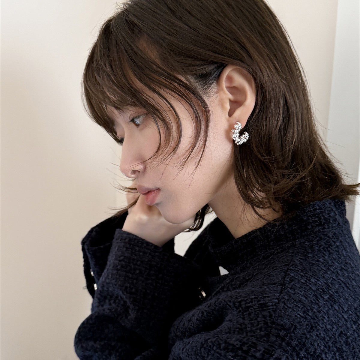 C廠-赫本風復古藤條金屬球耳釘女設計感高級耳環輕奢冷淡風小眾耳飾「EH-3483」25.04-3