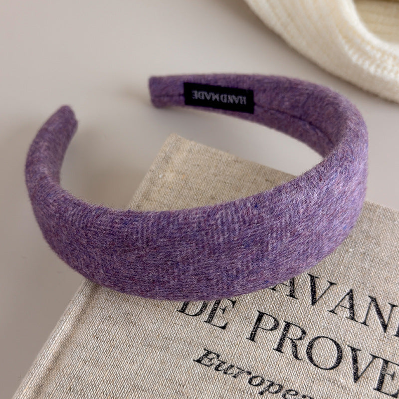 E廠-韓國新款秋冬氣質純色羊毛呢高顱頂寬邊髮箍百搭簡約外出頭箍髮卡「27650」25.11-1