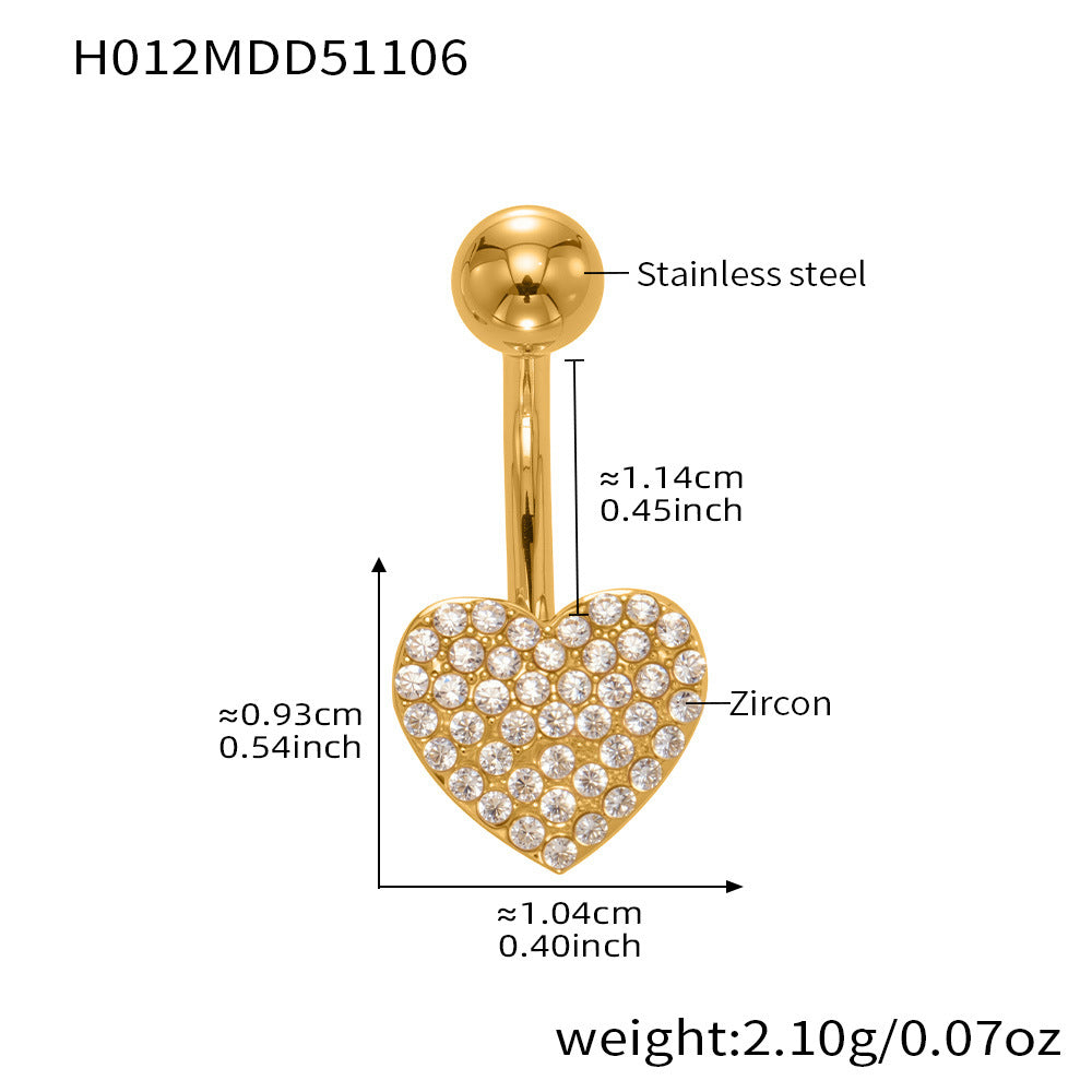B廠-跨境新款多元素滿鑽鋯石肚臍釘不鏽鋼鍍18k金歐美穿刺飾品「H009」25.11-2
